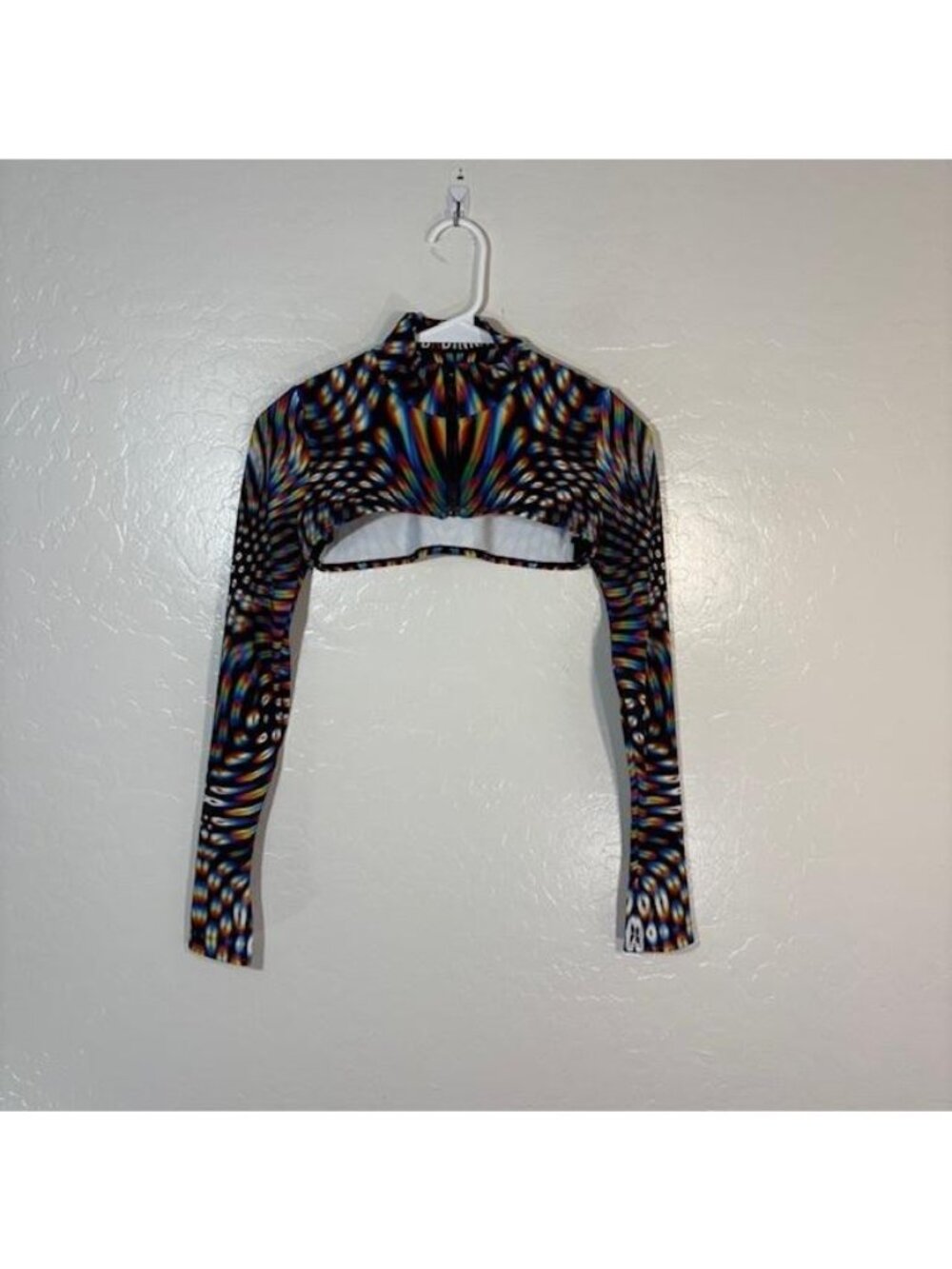 Badinka Shrug Jacket Womens Small Rainbow Psychedelic Rave Zip Long Sleeve